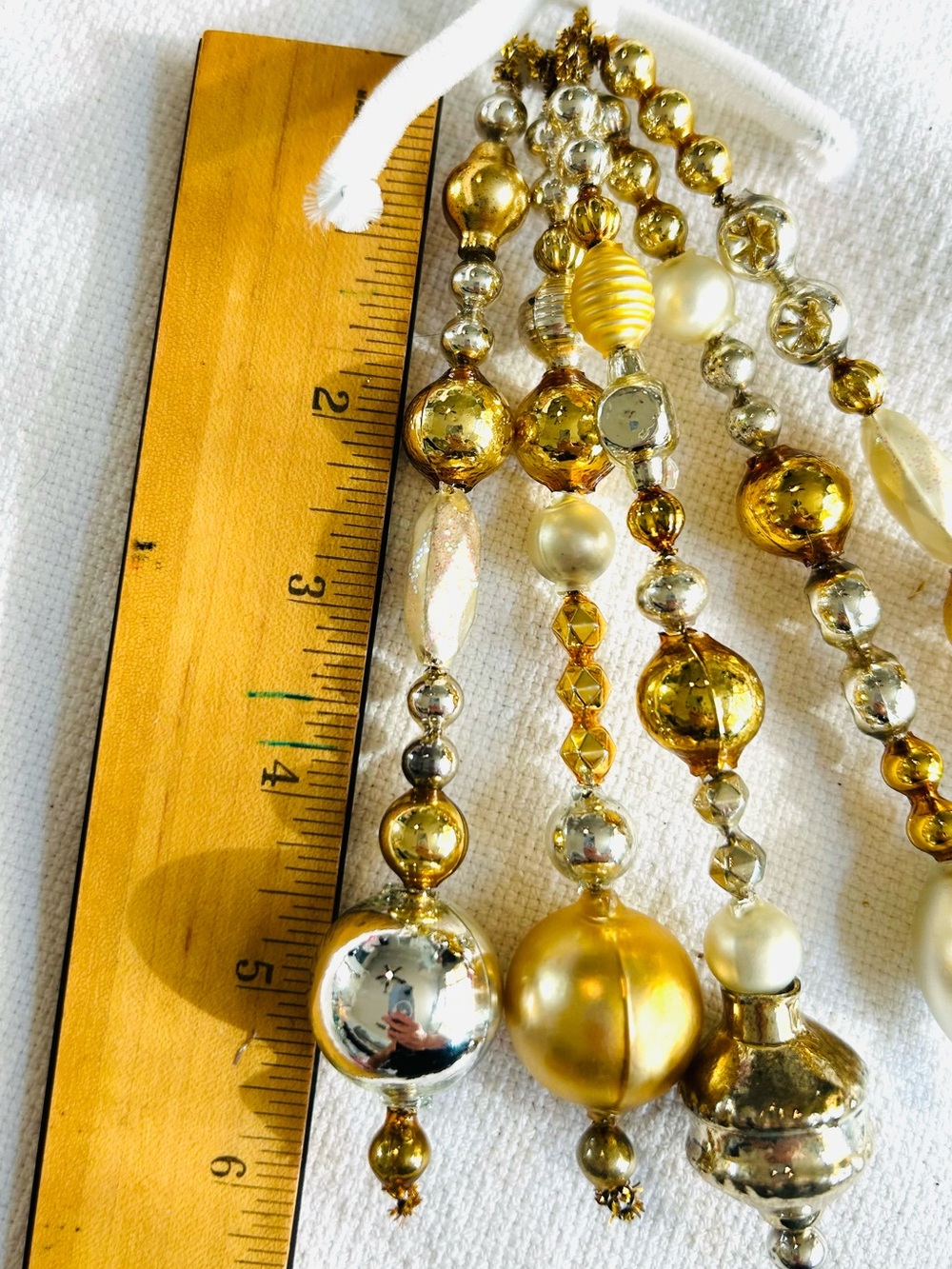 Vintage repurposed mercury glass garland bead icicle holiday Christmas ornaments - Picture 6 of 6